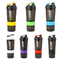 PrimeFit 3-Layer Protein Shaker Bottle – 550ml Sports Shake Cup with Storage Compartment