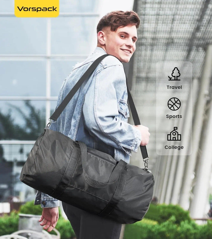 PrimeFit Foldable Gym Duffel Bag – Lightweight Travel & Sports Training Bag with Inner Storage Pocket