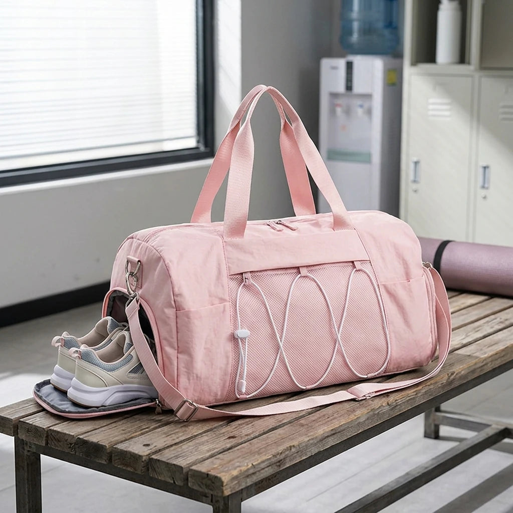 PrimeFit Women’s Gym & Travel Tote Bag – Large Fitness Duffel with Shoe & Wet/Dry Compartment