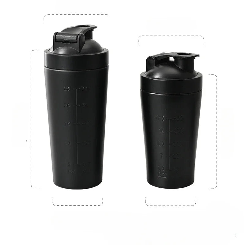 PrimeFit Stainless Steel Protein Shaker Bottle (500ml / 750ml) with Mixing Ball – Leak-Proof Gym Protein Cup for Whey Shakes & Fitness