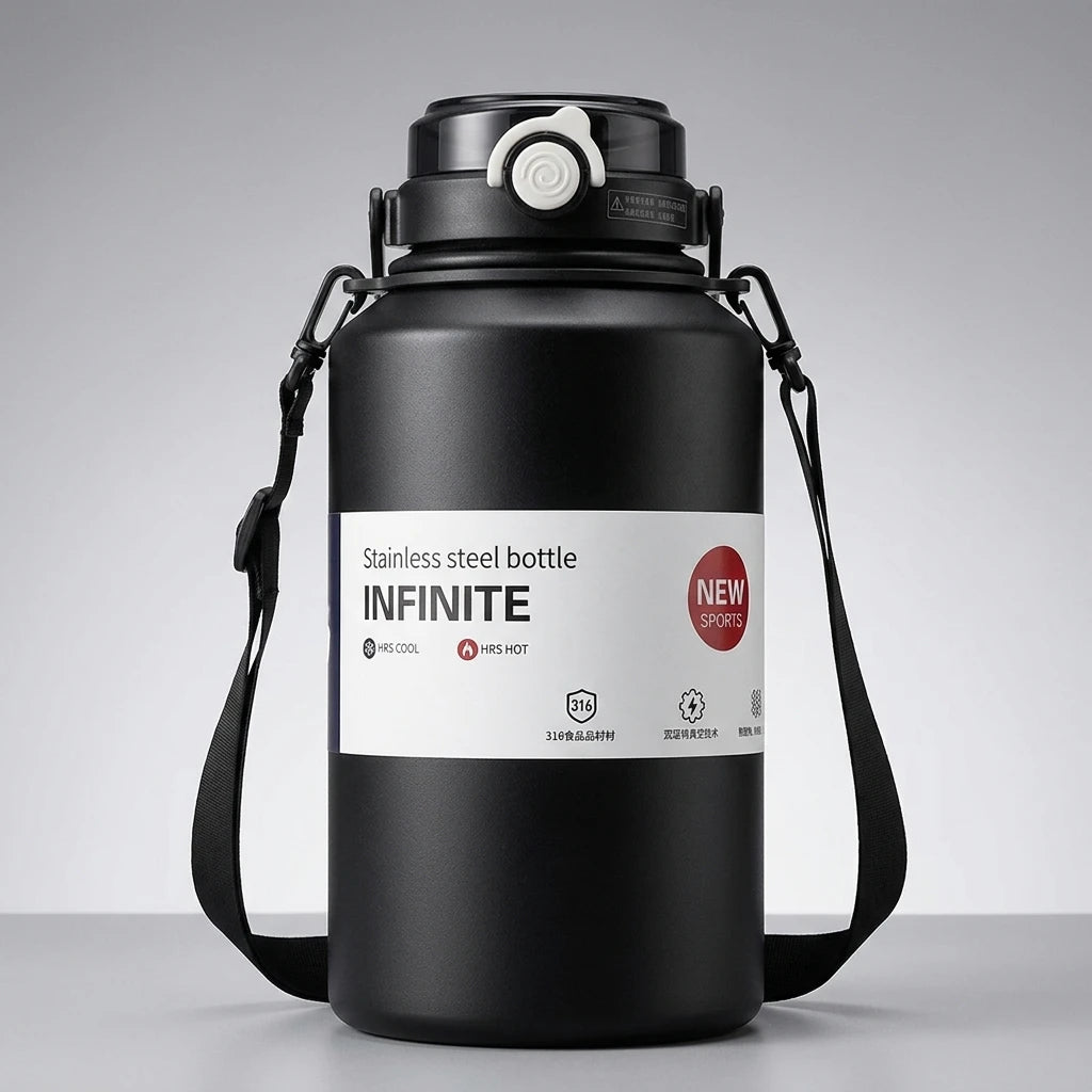 PrimeFit 2L Stainless Steel Insulated Water Jug – Leakproof Sports Bottle with Handle & Straw