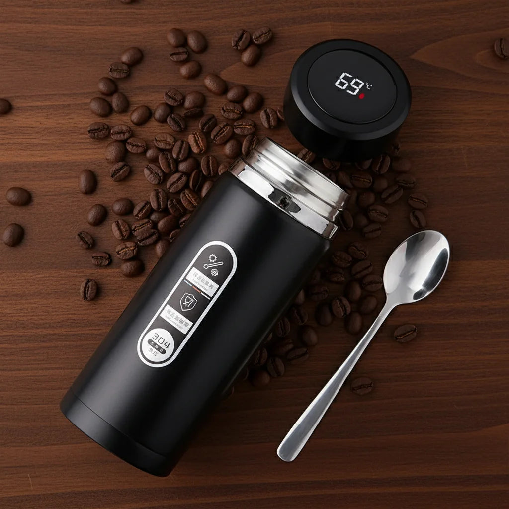 PrimeFit Smart Temp Vacuum Flask – 1L Stainless Steel Thermos with LED Temperature Display