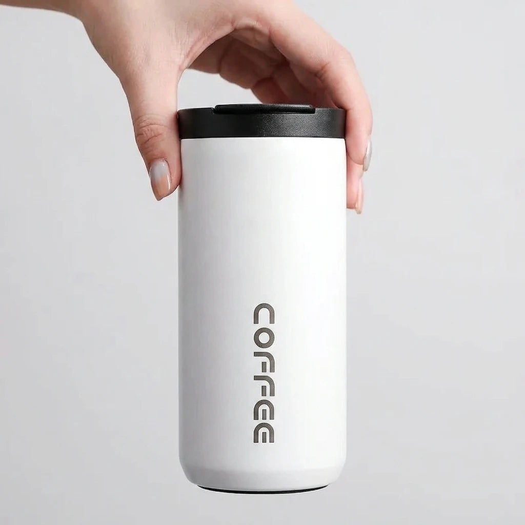 PrimeFit Compact Stainless Steel Thermos Mug – 400ml Leakproof Travel Coffee & Gym Insulated Bottle
