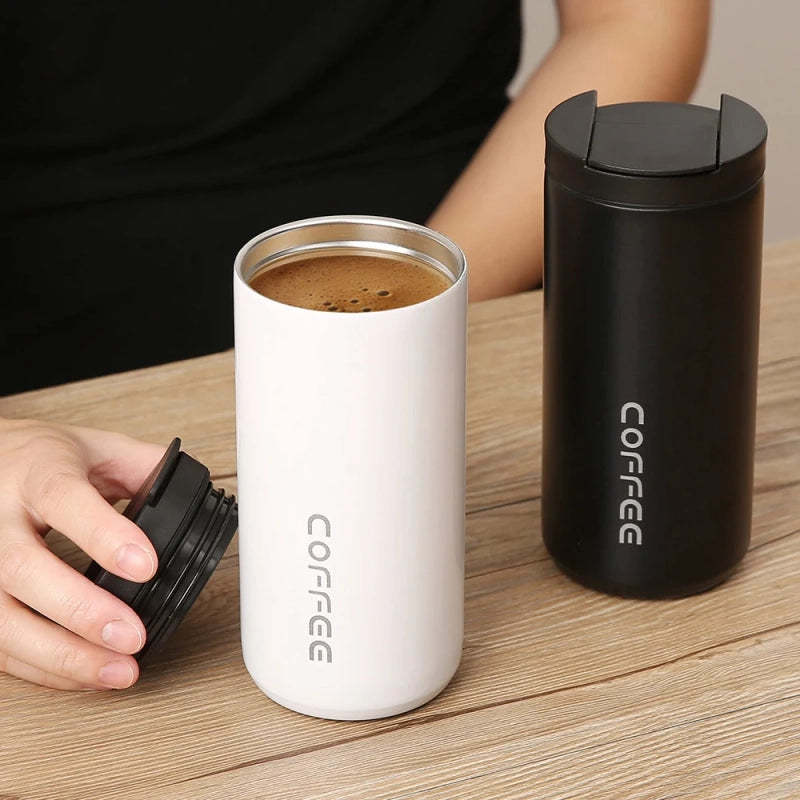 PrimeFit Compact Stainless Steel Thermos Mug – 400ml Leakproof Travel Coffee & Gym Insulated Bottle