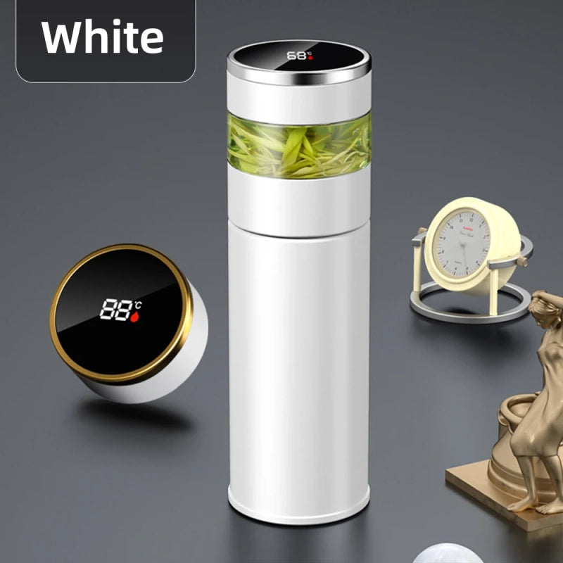 PrimeFit Premium 316 Stainless Steel Thermos – LED Temperature Display Tea & Coffee Insulated Bottle with Infuser