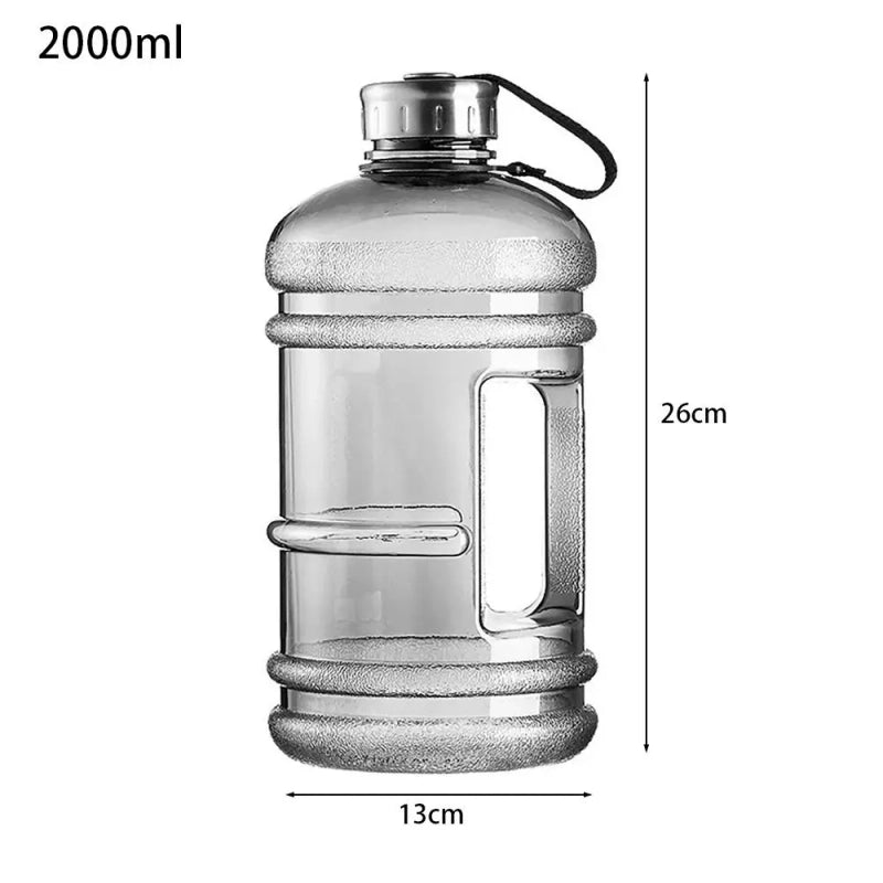 PrimeFit 2L Gallon Water Bottle – Large Capacity Gym Workout Drink Bottle with Handle & Time Marker