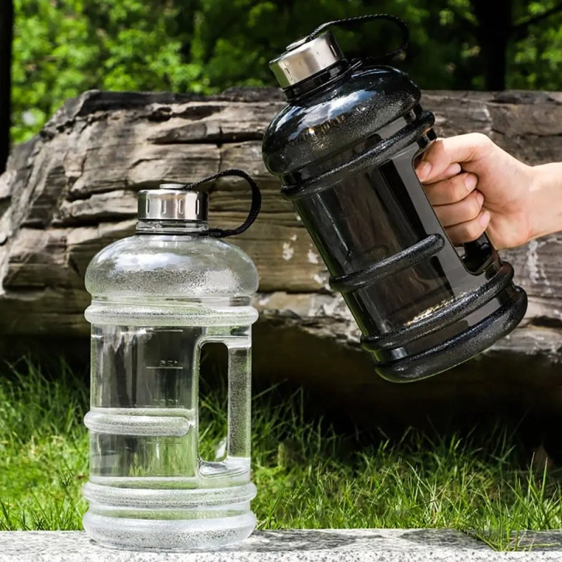 PrimeFit 2L Gallon Water Bottle – Large Capacity Gym Workout Drink Bottle with Handle & Time Marker