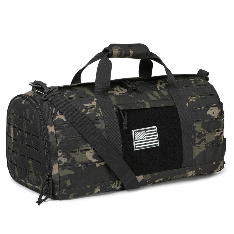 PrimeFit 40L Tactical Gym Duffel Bag – Heavy Duty Sports & Travel Training Backpack for Men