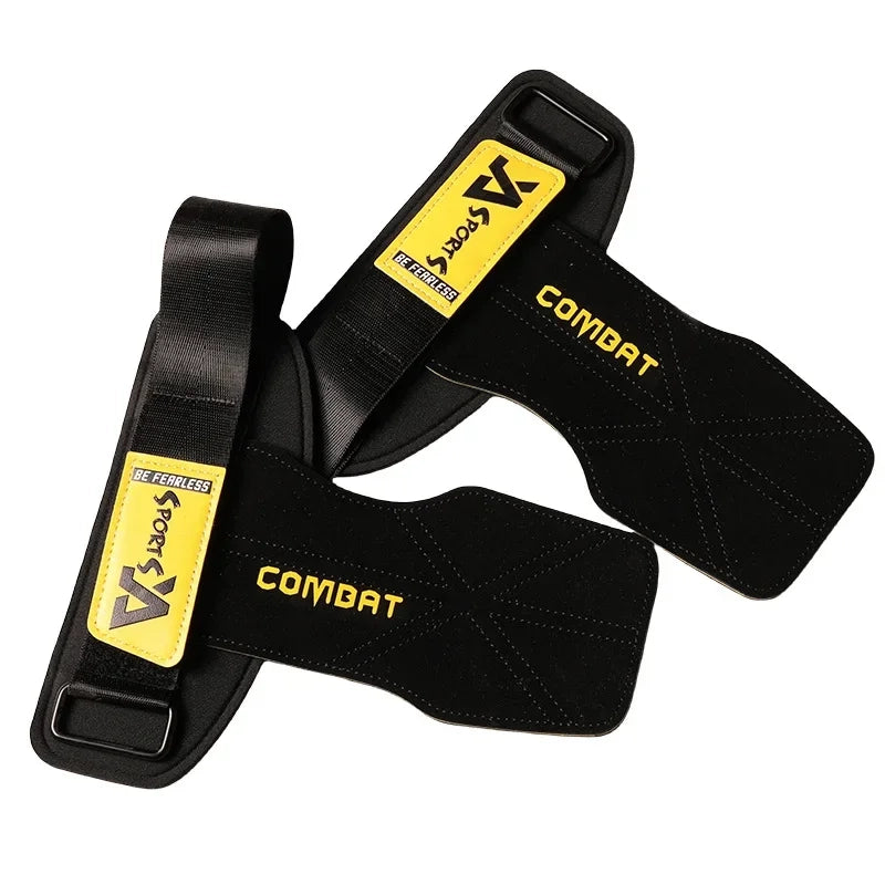 PrimeFit Cowhide 3-Layer Lifting Grip Pads – Deadlift & Pull-Up Wrist Support Gloves for Gym Training