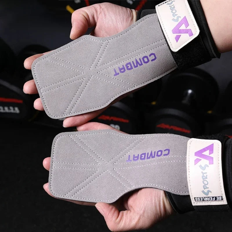 PrimeFit Cowhide 3-Layer Lifting Grip Pads – Deadlift & Pull-Up Wrist Support Gloves for Gym Training