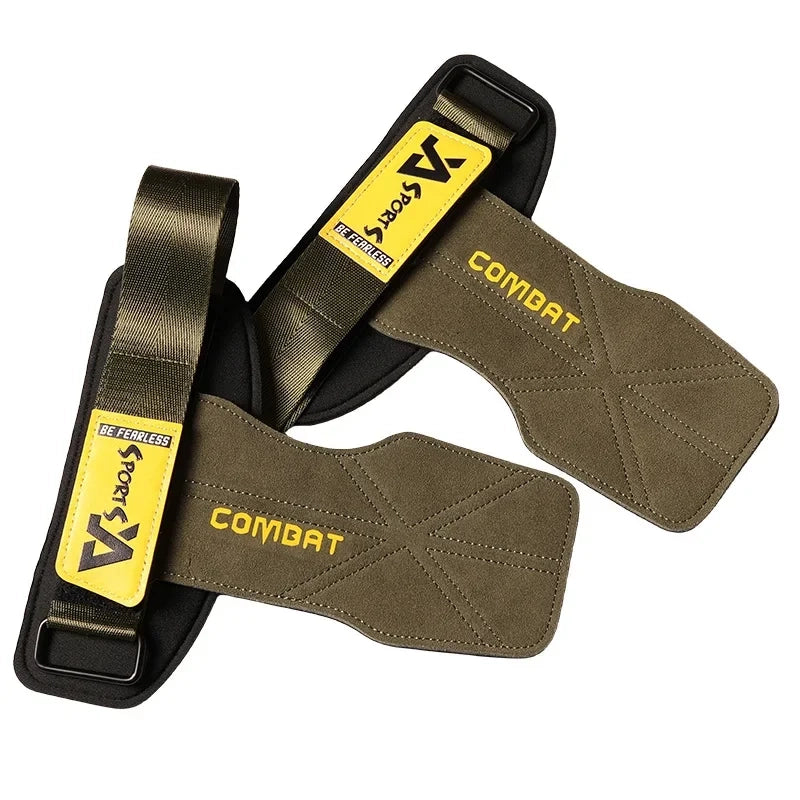 PrimeFit Cowhide 3-Layer Lifting Grip Pads – Deadlift & Pull-Up Wrist Support Gloves for Gym Training
