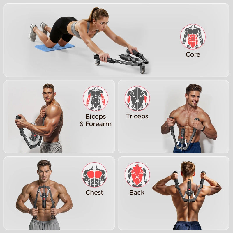 PrimeFit Full Body Power Trainer – Hydraulic Resistance Push & Twist Board with Ab Wheel for Chest, Arms, Shoulders & Core Strength Training