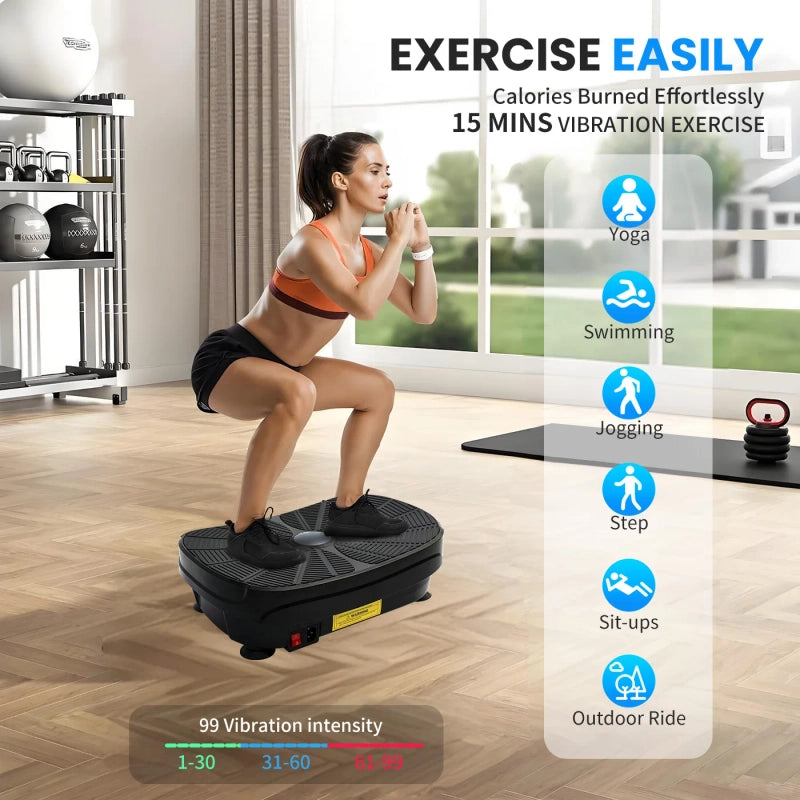 PrimeFit Vibration Plate Exercise Machine – Foldable Full Body Fitness Trainer with Resistance Bands, 9 Modes for Weight Loss & Muscle Toning