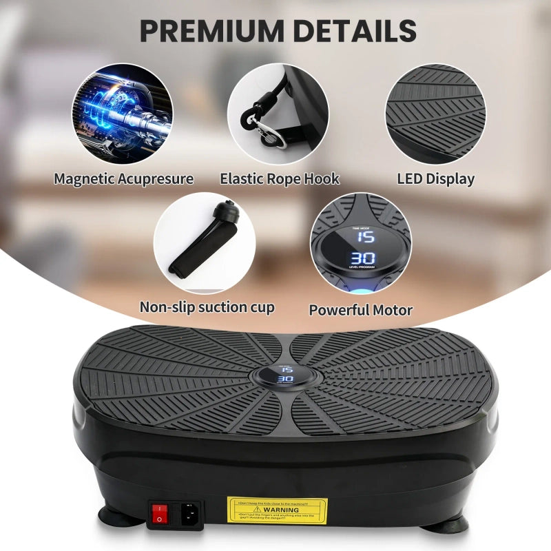PrimeFit Vibration Plate Exercise Machine – Foldable Full Body Fitness Trainer with Resistance Bands, 9 Modes for Weight Loss & Muscle Toning