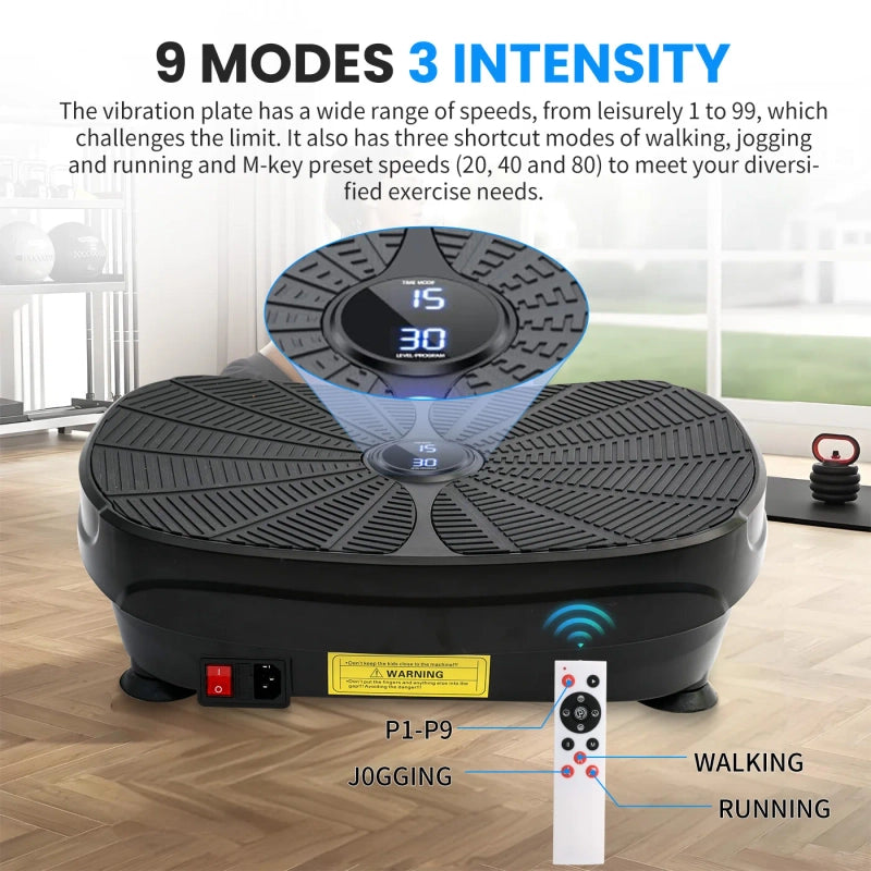 PrimeFit Vibration Plate Exercise Machine – Foldable Full Body Fitness Trainer with Resistance Bands, 9 Modes for Weight Loss & Muscle Toning