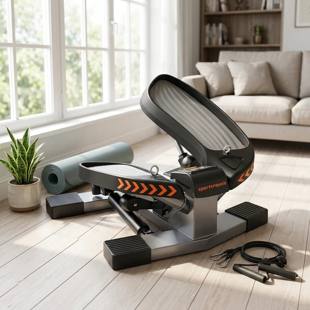 PrimeFit Mini Stair Stepper – Twist Step Exercise Machine with Resistance Bands for Full Body Cardio, Fat Burning & Home Fitness Training