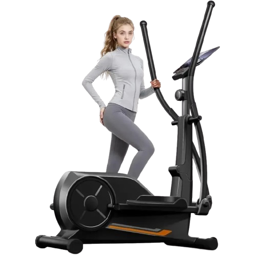 PrimeFit Compact Elliptical Trainer – 8-Level Resistance Cardio Machine with LCD Display