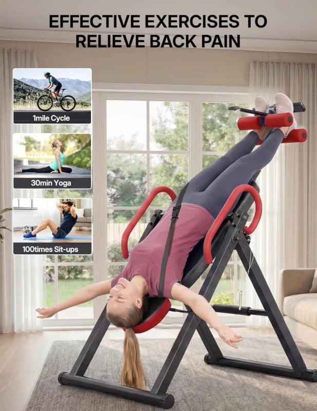 PrimeFit Gravity Inversion Table – Adjustable Back Stretch & Lumbar Support Trainer