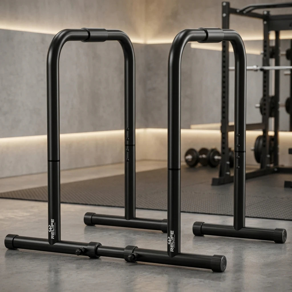 PrimeFit Heavy-Duty Dip Station – Freestanding Pull-Up & Dip Trainer for Home Gym