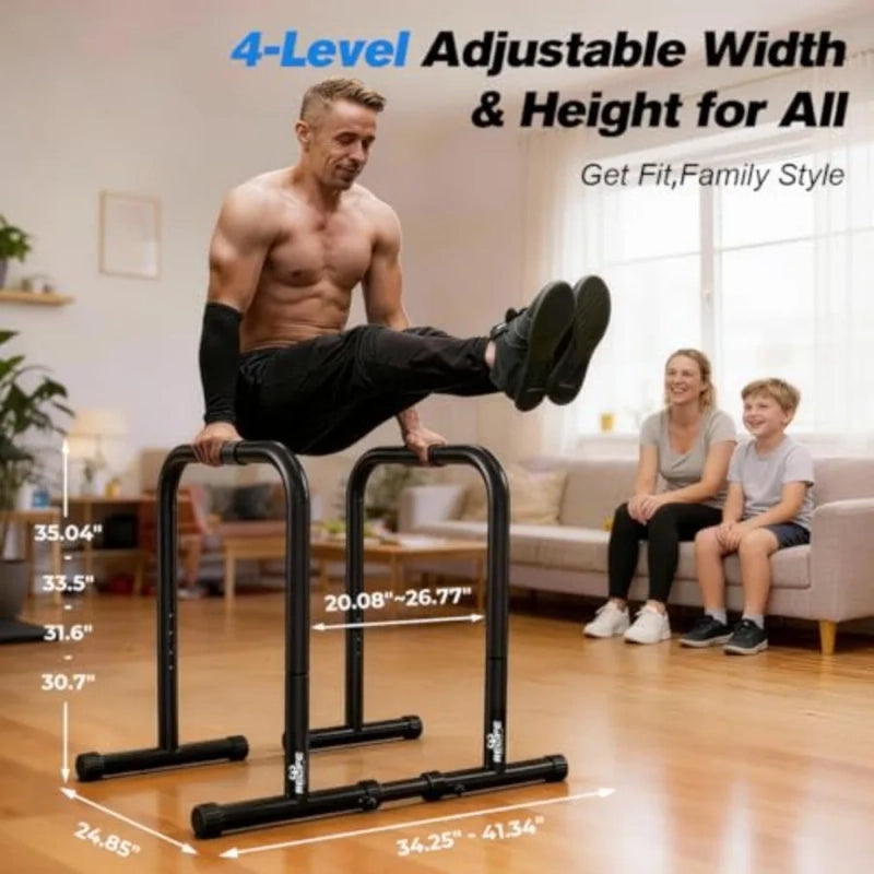 PrimeFit Heavy-Duty Dip Station – Freestanding Pull-Up & Dip Trainer for Home Gym