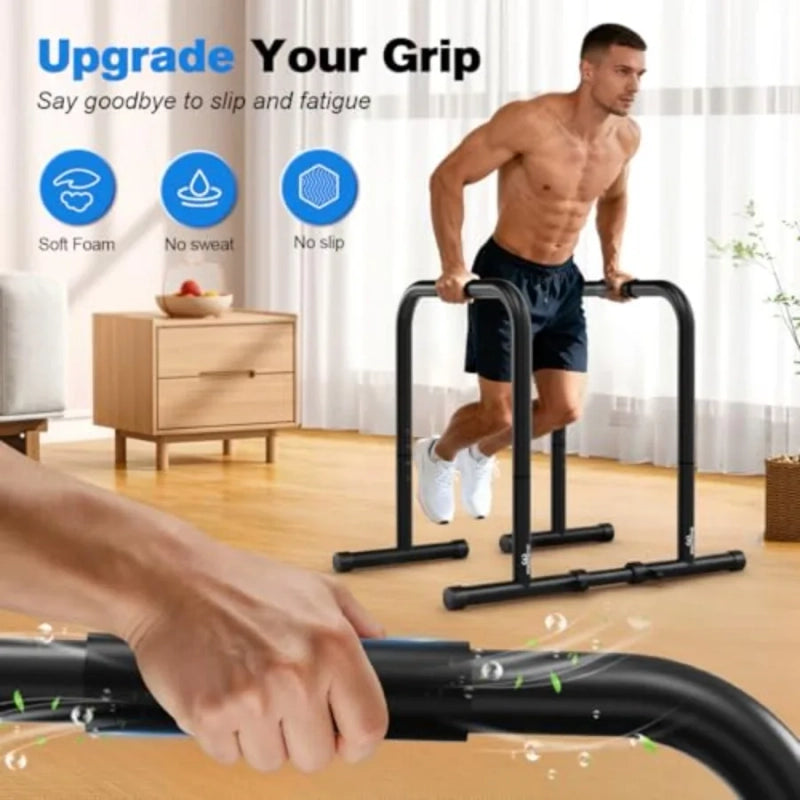 PrimeFit Heavy-Duty Dip Station – Freestanding Pull-Up & Dip Trainer for Home Gym