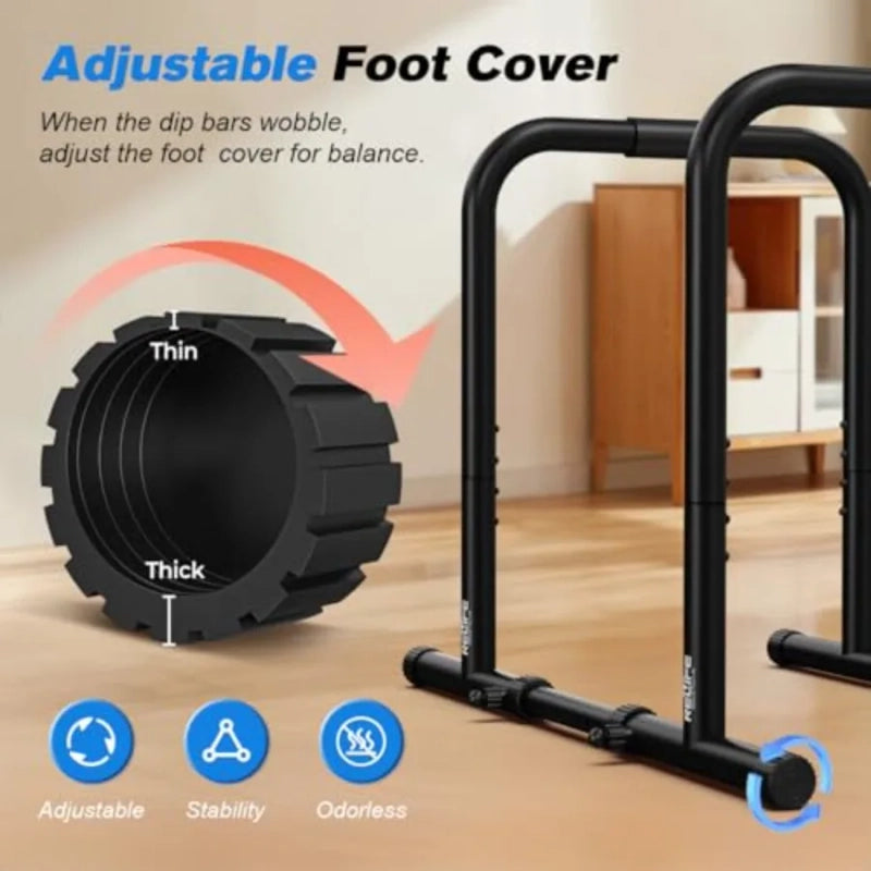 PrimeFit Heavy-Duty Dip Station – Freestanding Pull-Up & Dip Trainer for Home Gym