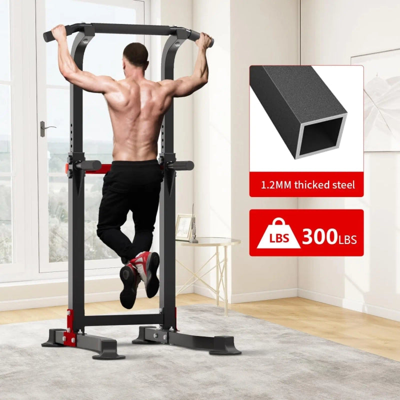 PrimeFit Adjustable Pull-Up & Dip Station – Heavy-Duty Power Tower for Home Gym