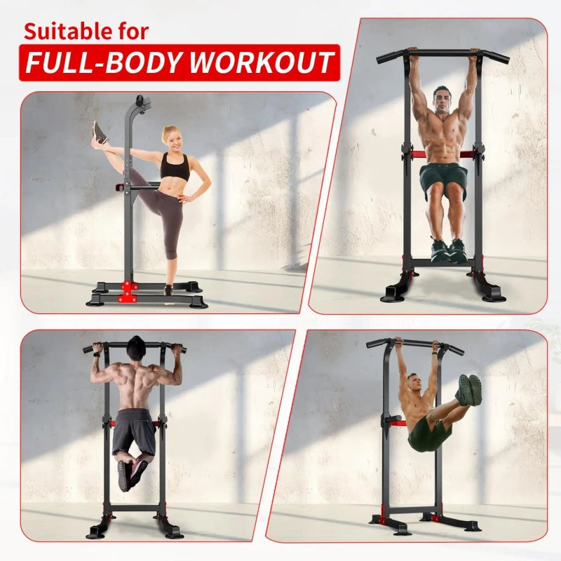 PrimeFit Adjustable Pull-Up & Dip Station – Heavy-Duty Power Tower for Home Gym