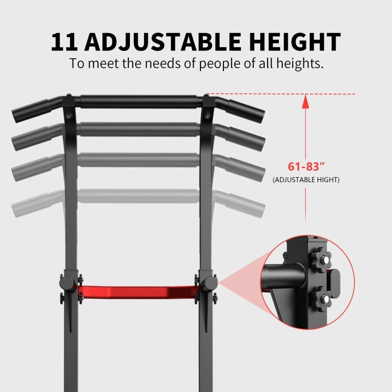 PrimeFit Adjustable Pull-Up & Dip Station – Heavy-Duty Power Tower for Home Gym