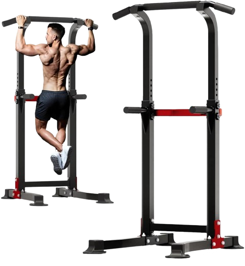 PrimeFit Adjustable Pull-Up & Dip Station – Heavy-Duty Power Tower for Home Gym