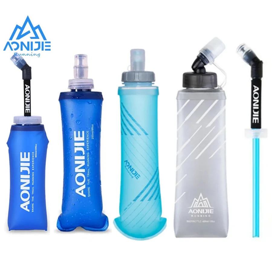 AONIJIE 250ml/500ml/600ml Soft Folding Water Bottle – Collapsible TPU Flask for Running, Hiking & Hydration Packs