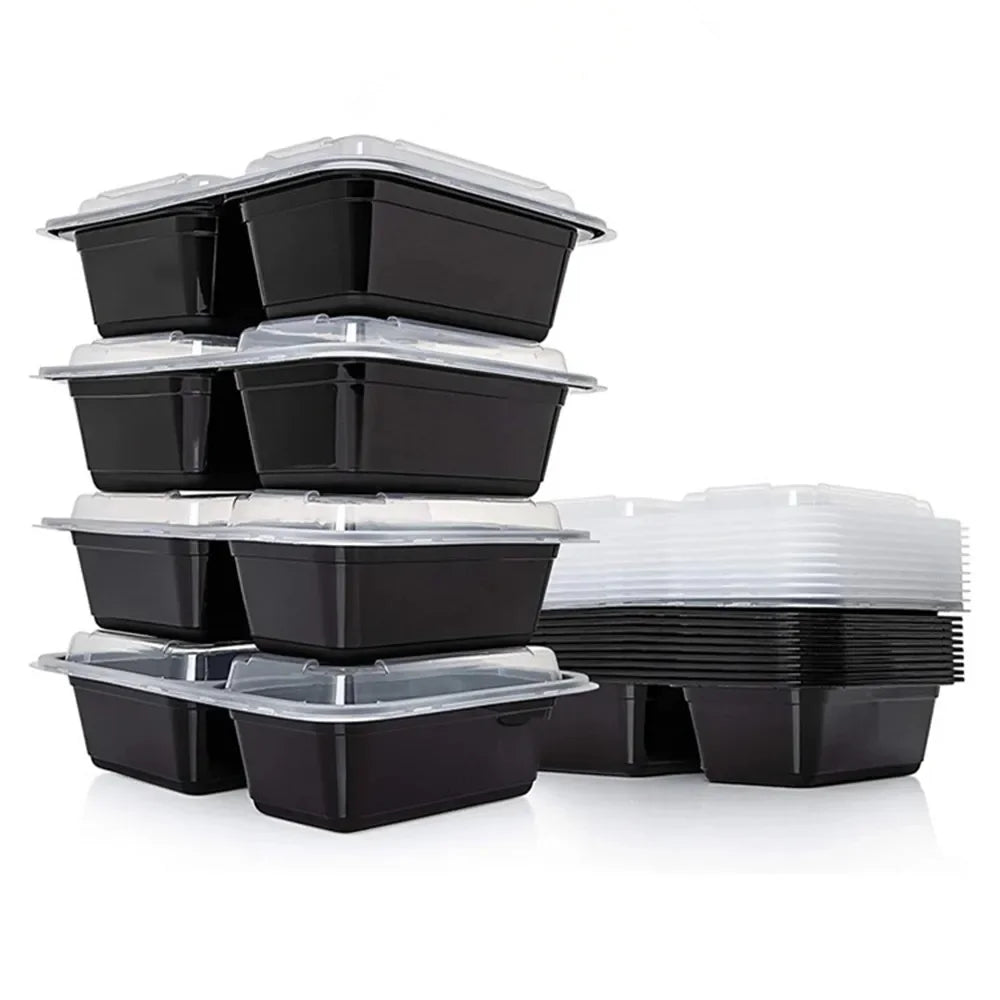 2-Compartment BPA-Free Meal Prep Containers – Rectangular Stackable Lunch Boxes (Microwave & Freezer Safe)