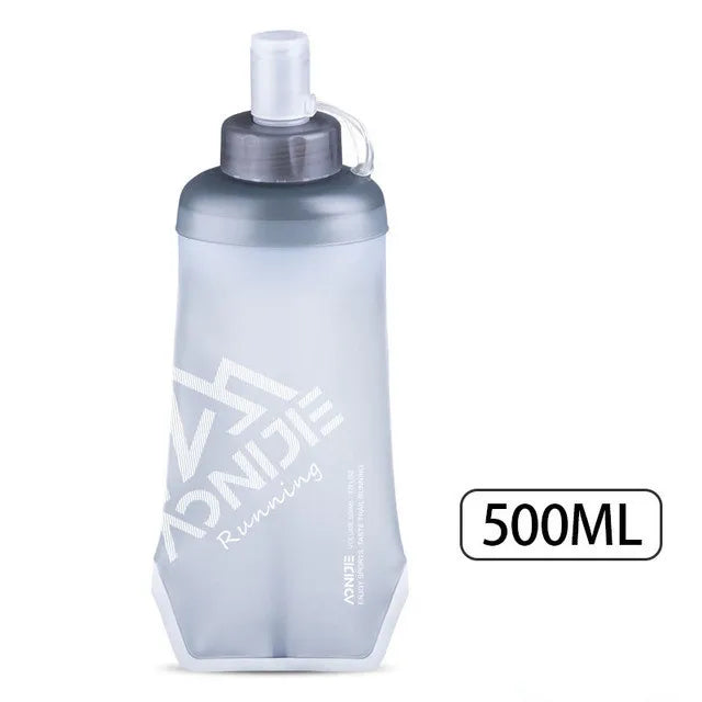AONIJIE 250ml/500ml/600ml Soft Folding Water Bottle – Collapsible TPU Flask for Running, Hiking & Hydration Packs