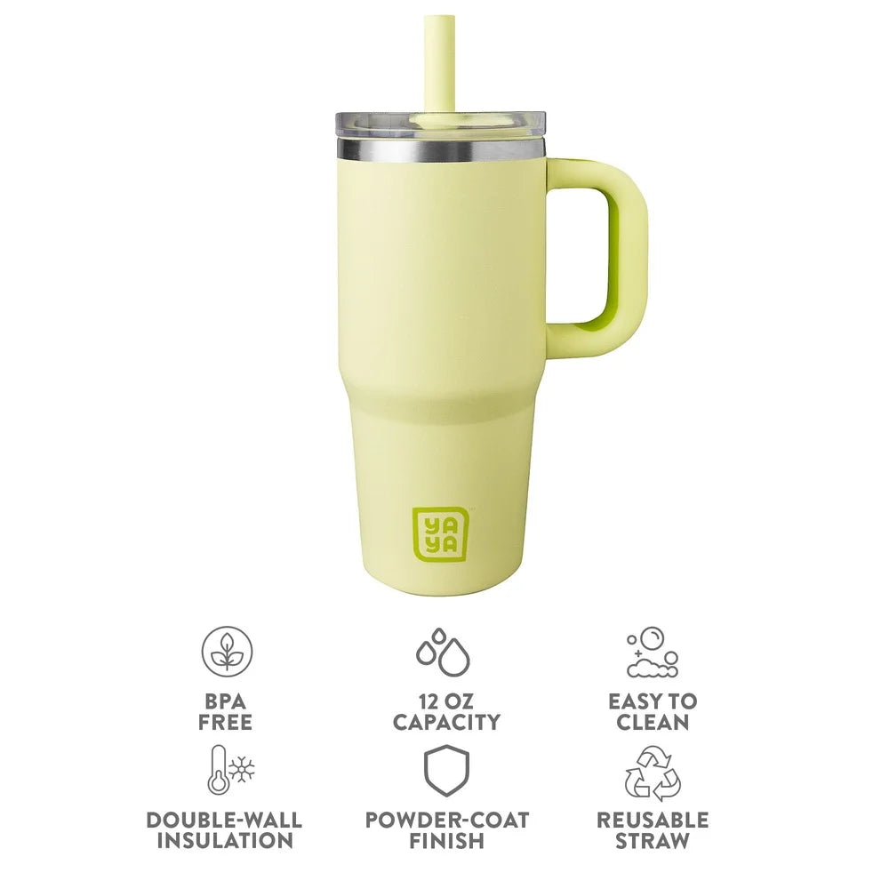 My First Travel Tumbler for Toddlers – 12oz Spill-Safe Cup with Reusable Straw (Yellow)