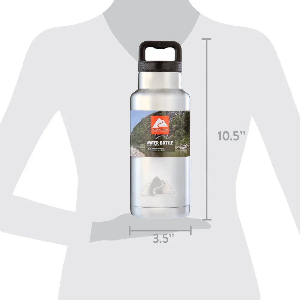 36oz Double-Wall Insulated Stainless Steel Water Bottle – Wide Mouth for Hiking & Camping