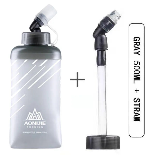 AONIJIE 250ml/500ml/600ml Soft Folding Water Bottle – Collapsible TPU Flask for Running, Hiking & Hydration Packs