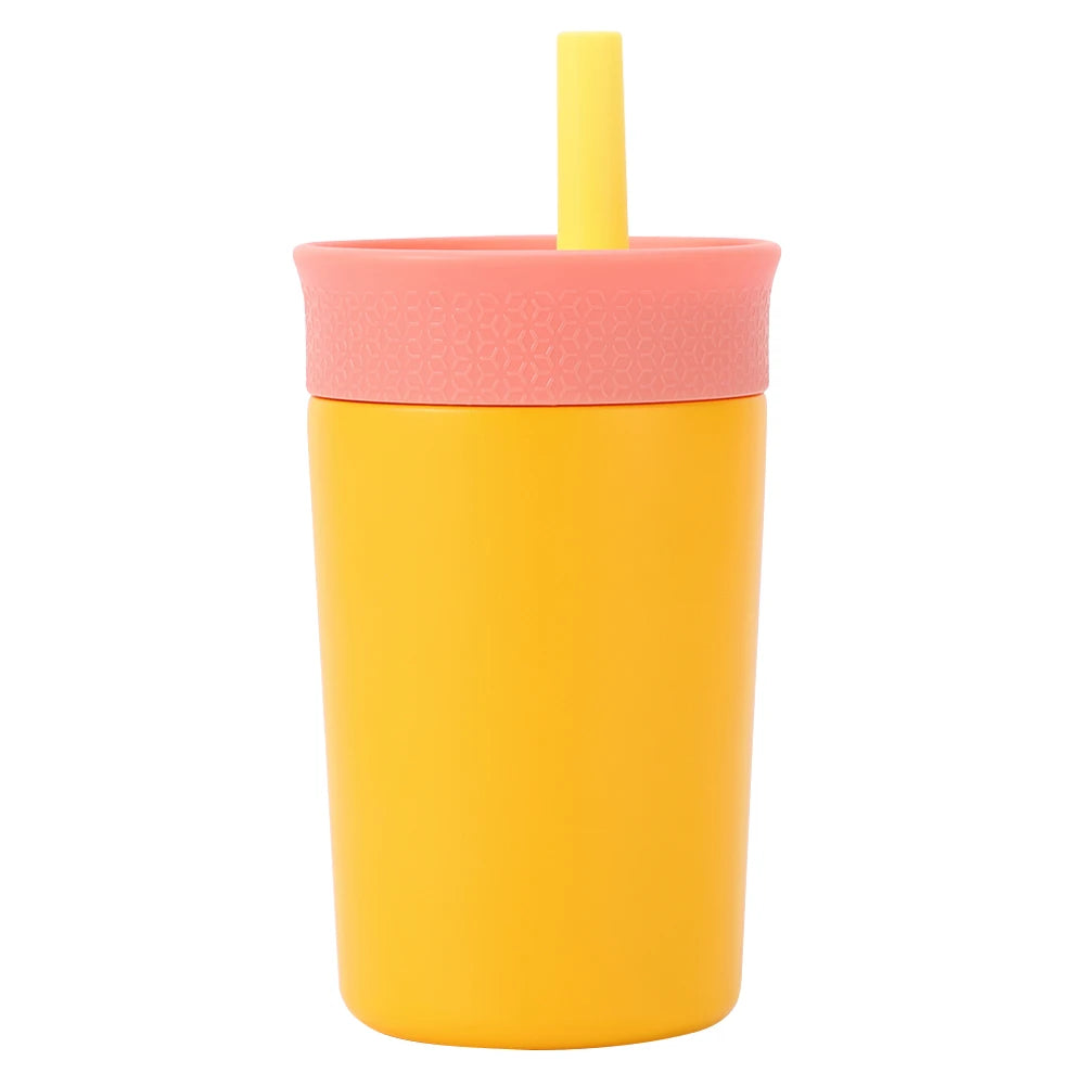 12oz Insulated Stainless Steel Tumbler with Straw – Double-Layer Water Bottle for Fitness & Sports
