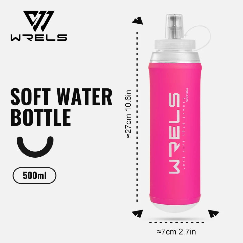 WRELS 500ML Collapsible TPU Water Bottle – Soft, BPA-Free Sports Flask for Hiking, Running & Camping