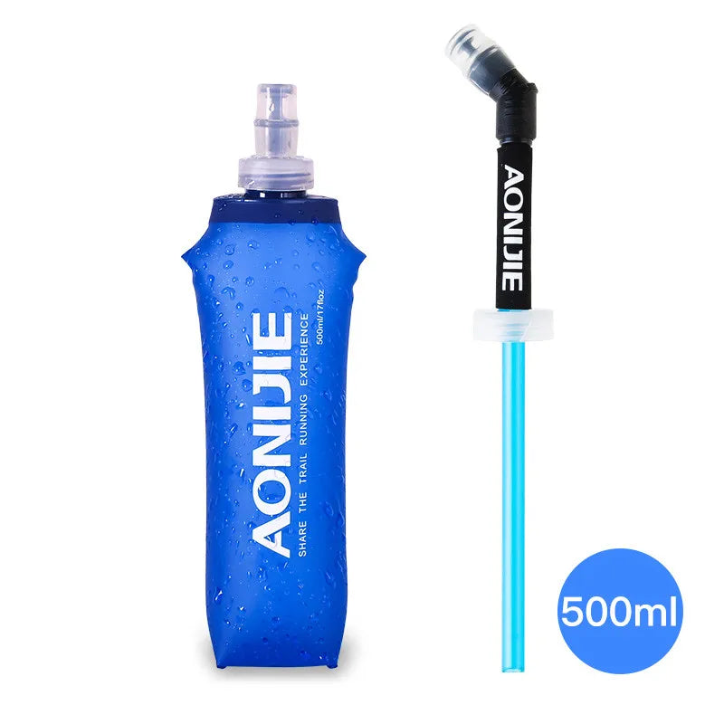 AONIJIE 250ml/500ml/600ml Soft Folding Water Bottle – Collapsible TPU Flask for Running, Hiking & Hydration Packs