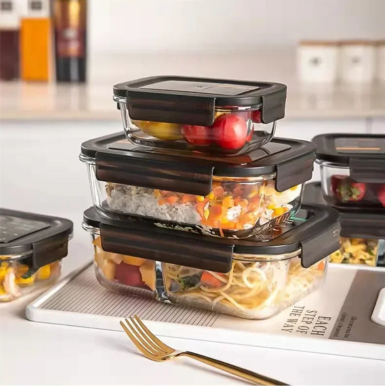 Microwave Glass Lunch Box – Heat-Resistant Sealed Food Storage with Lid