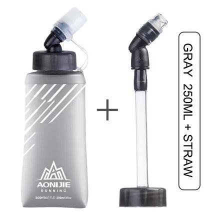 AONIJIE 250ml/500ml/600ml Soft Folding Water Bottle – Collapsible TPU Flask for Running, Hiking & Hydration Packs