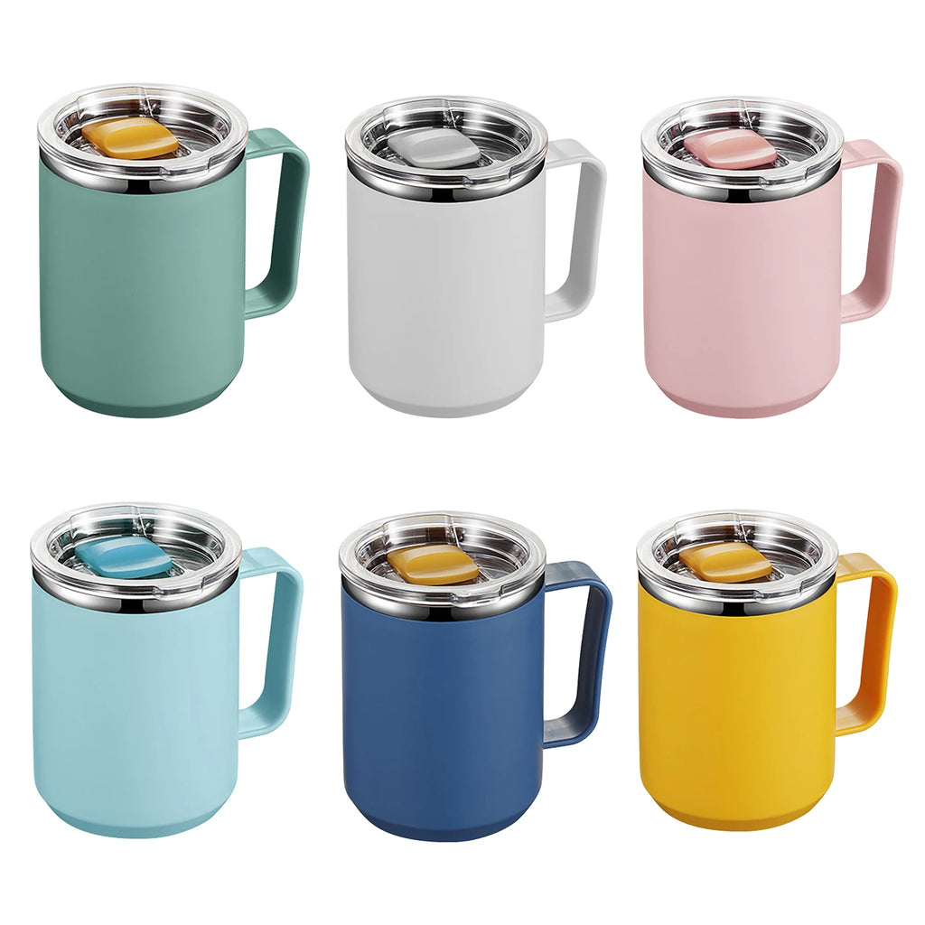 450ml Stainless Steel Vacuum Flask – Double-Layer Insulated Handy Cup with Handle & Lid