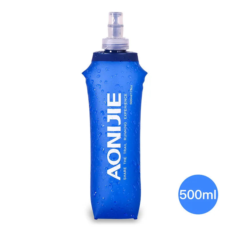 AONIJIE 250ml/500ml/600ml Soft Folding Water Bottle – Collapsible TPU Flask for Running, Hiking & Hydration Packs