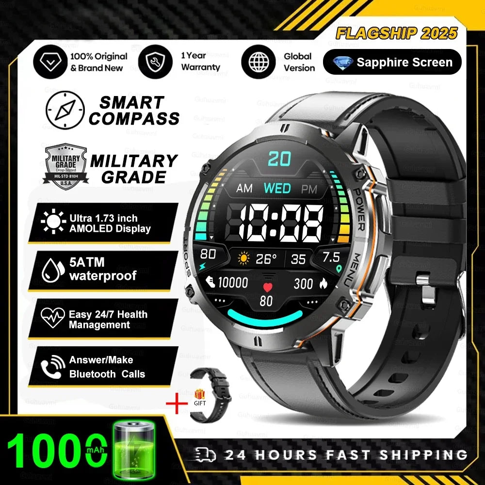 KULANNDER T-Rex 3 Military Smart Watch – 1.43" AMOLED, Waterproof, GPS, Bluetooth Call, Fitness & Health Tracker