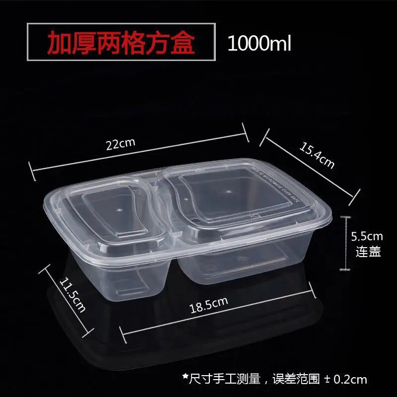 2-Compartment BPA-Free Meal Prep Containers – Rectangular Stackable Lunch Boxes (Microwave & Freezer Safe)