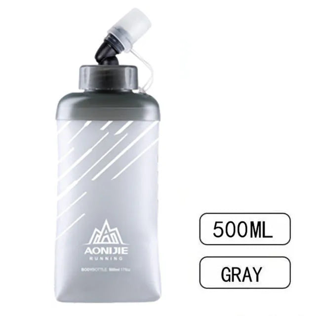 AONIJIE 250ml/500ml/600ml Soft Folding Water Bottle – Collapsible TPU Flask for Running, Hiking & Hydration Packs