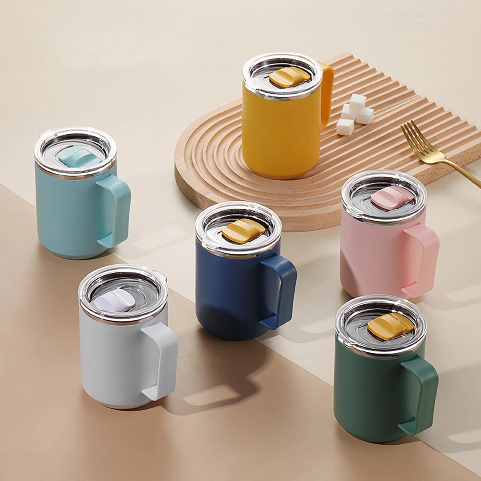 450ml Stainless Steel Vacuum Flask – Double-Layer Insulated Handy Cup with Handle & Lid