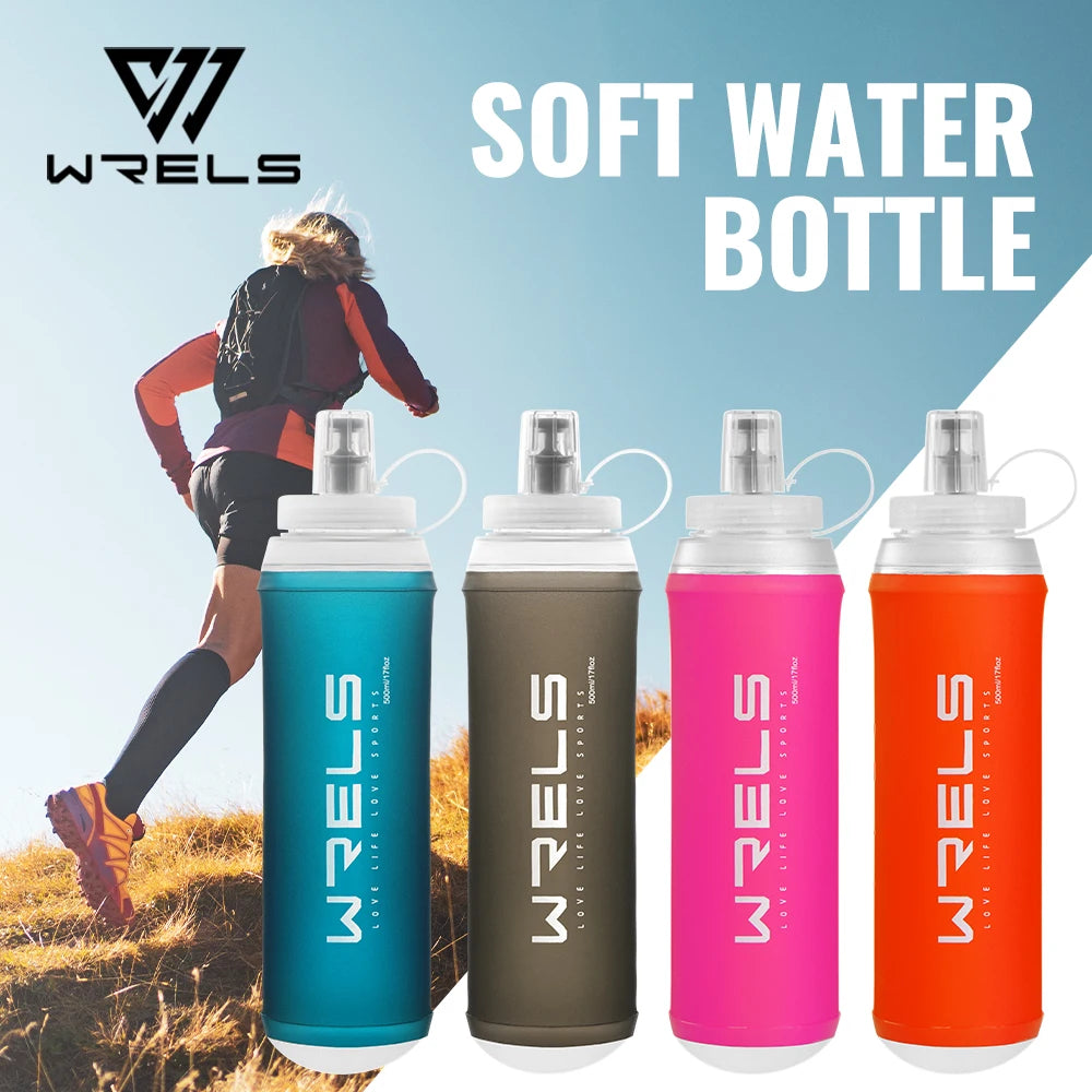 WRELS 500ML Collapsible TPU Water Bottle – Soft, BPA-Free Sports Flask for Hiking, Running & Camping