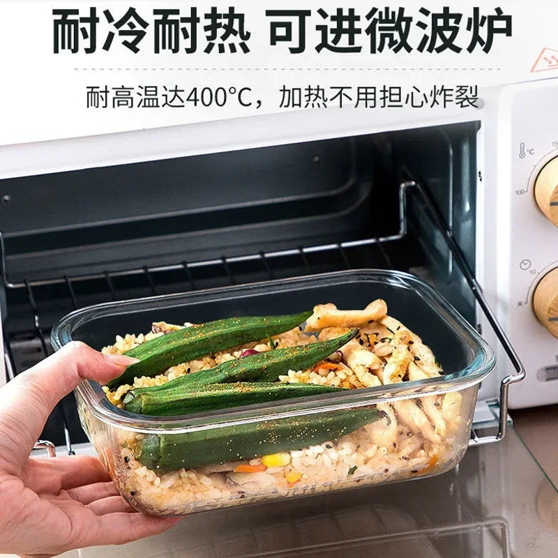 Microwave Glass Lunch Box – Heat-Resistant Sealed Food Storage with Lid