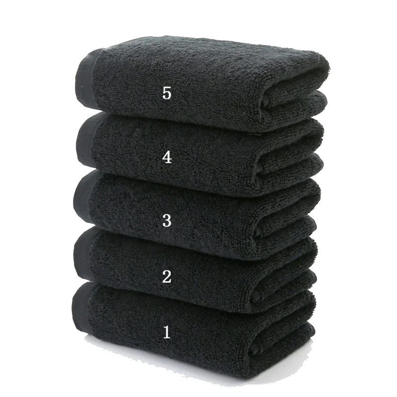 5-Piece 35x75cm 100% Cotton Black Face Towel Set – Soft, Highly Absorbent, Hotel & Corporate Gift Hand Towels
